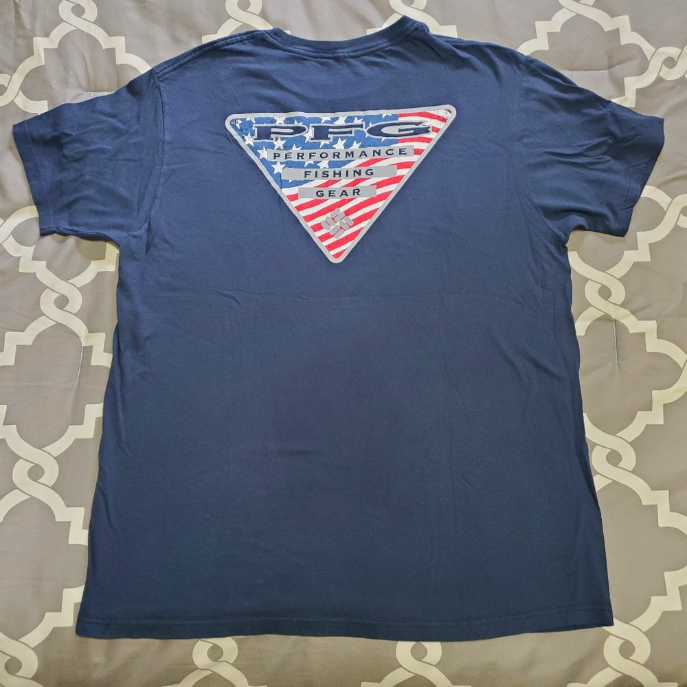 Men's COLUMBIA PFG Graphic T-Shirt Blue Size Large